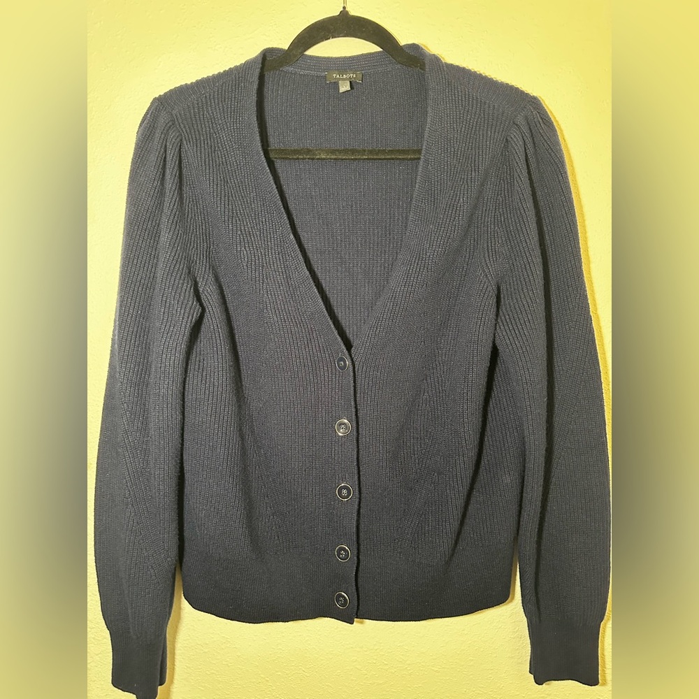 Talbots Deep Blue Button-Up Cardigan